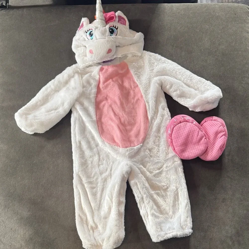 Unicorn Infant Toddler Costume Halloween White & Pink Size 12-24 Months *READ